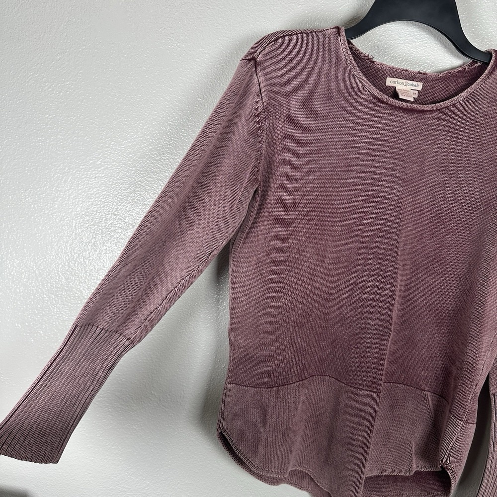 Carbon 2 Cobalt Thermal Top Womens Size Medium Wine Burgundy Crewneck Curved Hem - Picture 2 of 4